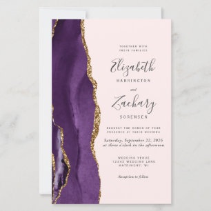 Faire-part de mariage à code QR Budget Purple Agat