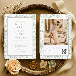 Faire-part de mariage à code QR de photo botanique