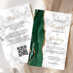 Faire-part de mariage à code QR en marbre d'agate