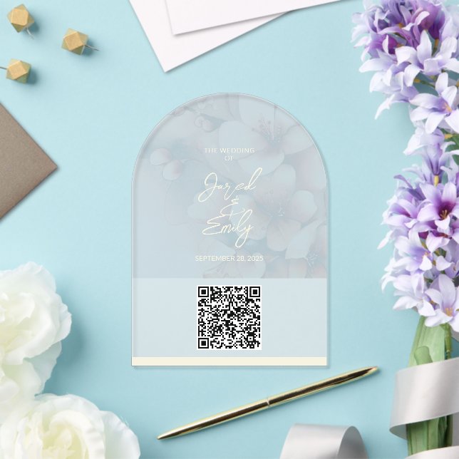 Faire-part de mariage à code QR Fleur de cerisier  (Insitu (Mariage))