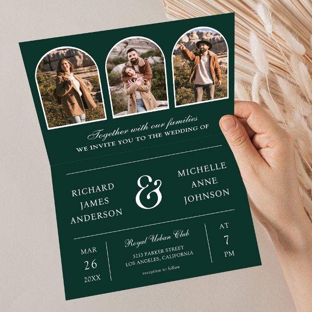 Faire-part de mariage à code QR photo d'arch minim (Créateur téléchargé)