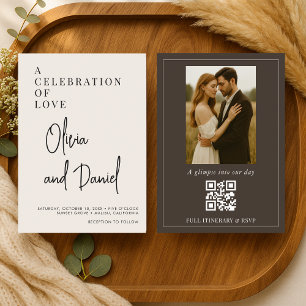 Faire-part de mariage à code QR photo écriture Esp