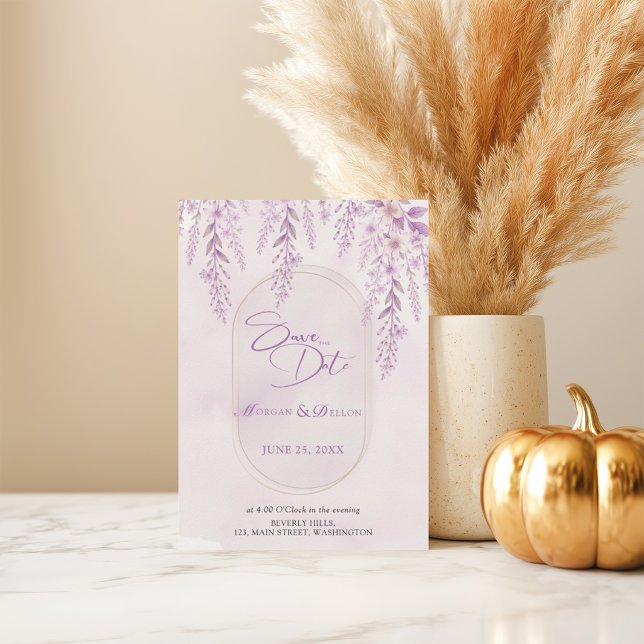 Faire-part de mariage à code QR photo florale lava (Créateur téléchargé)