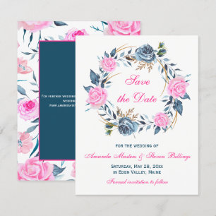 Faire-part de mariage à conserver - Roses roses et