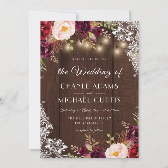 faire-part de mariage à cordes rustiques (Devant)