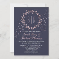 Faire-part de mariage à couronne florale rose et b