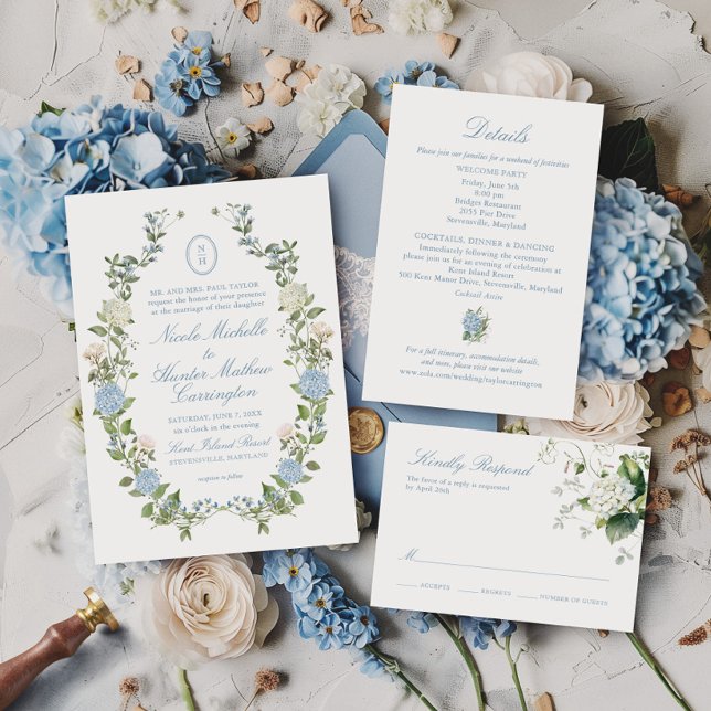 Faire-part de mariage à crête de monogramme d'hort (Créateur téléchargé)