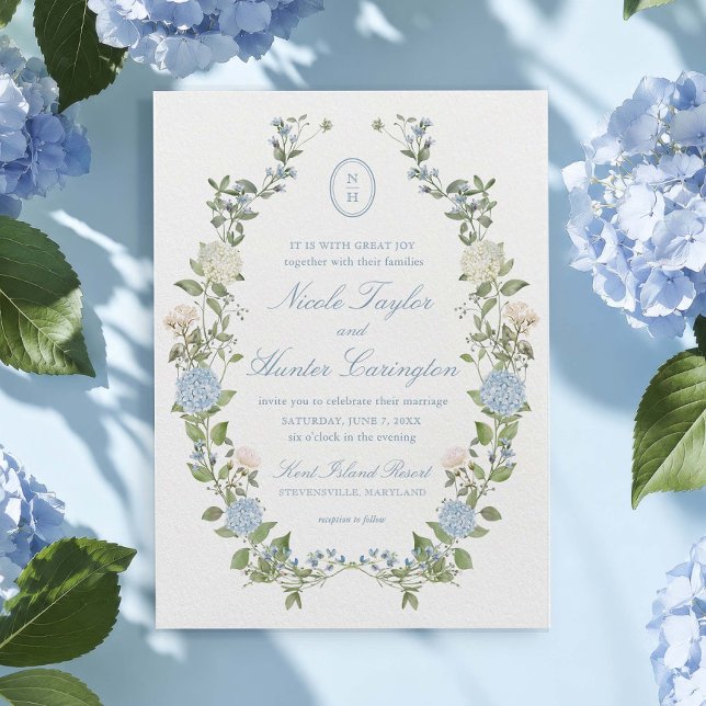 Faire-part de mariage à crête de monogramme d'hort (Créateur téléchargé)