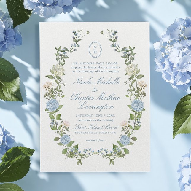 Faire-part de mariage à crête de monogramme d'hort (Créateur téléchargé)