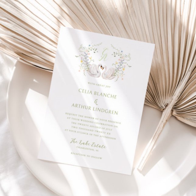 Faire-part de mariage à crête de monogramme floral (Créateur téléchargé)