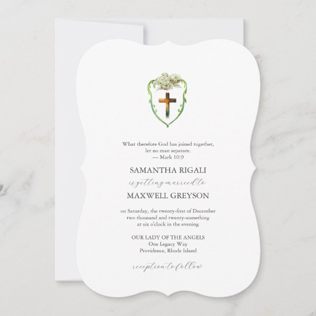 Faire-part de mariage à crête florale aquarelle ch (Devant)