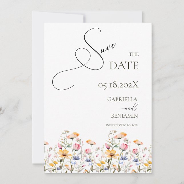 Faire-part de mariage à date de sauvagement Fleur  (Devant)