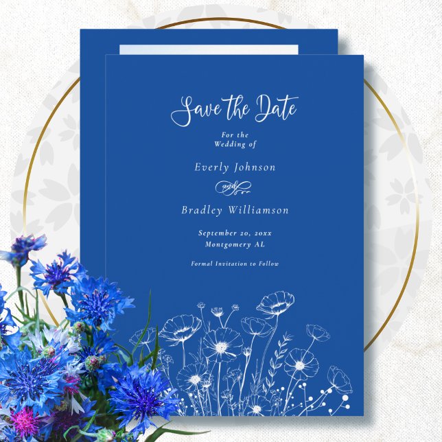 Faire-part de mariage à date fixe Fleur sauvage bl (Créateur téléchargé)