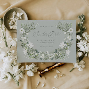 Faire-part de mariage à date fixe Sage Garden Save