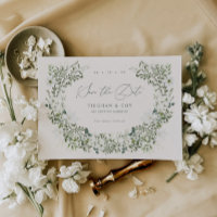 Faire-part de mariage à date fixe Sage Garden Save