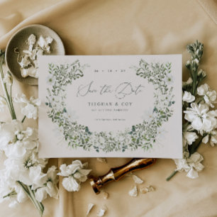 Faire-part de mariage à date fixe Sage Garden Save