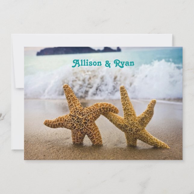 Faire-part de mariage à deux étoiles de mer (Devant)