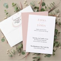 Faire-part de mariage à deux tons rose & | QR