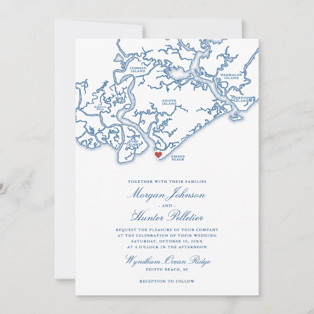 Faire-part de mariage à Edisto Beach | Edisto Isla (Devant)