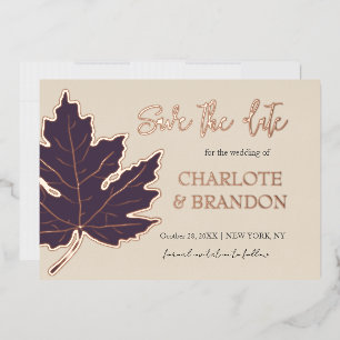 Faire-part de mariage à feuille d'érable pourpre d