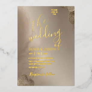 Faire-part de mariage à feuille d'or Nuages de rêv