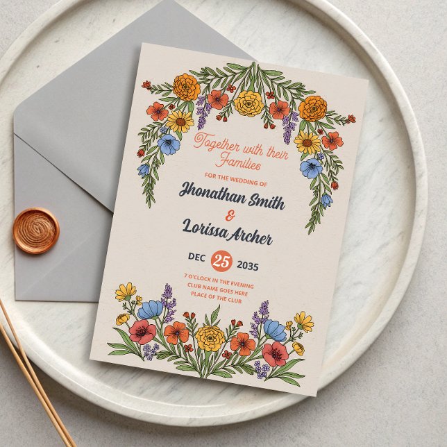 Faire-part de mariage à fleurs aquarelle de fleurs (Créateur téléchargé)