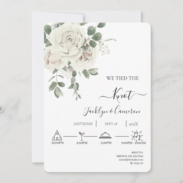 Faire-part de mariage à fleurs blanches (Devant)