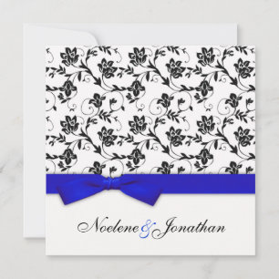 Faire-part de mariage à fleurs bleu