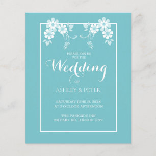 Faire-part de mariage à fleurs bleues
