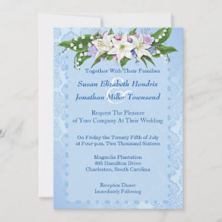Faire-part de mariage à fleurs bleues