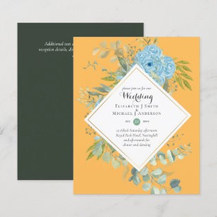 Faire-part de mariage à fleurs bleues BUDGET Eucal