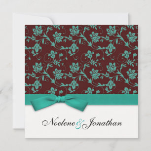 Faire-part de mariage à fleurs de boue turquoise e