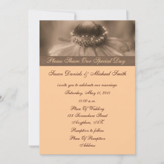 Faire-part de mariage à fleurs de Sepia Zinnia