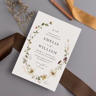 faire-part de mariage à fleurs fleur sauvage rusti