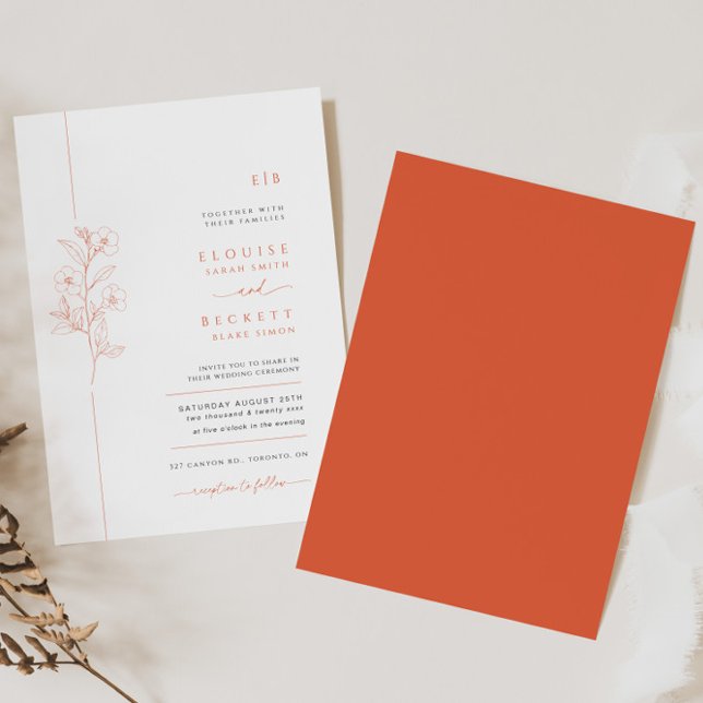 Faire-part de mariage à fleurs orange lumineuses m (Créateur téléchargé)
