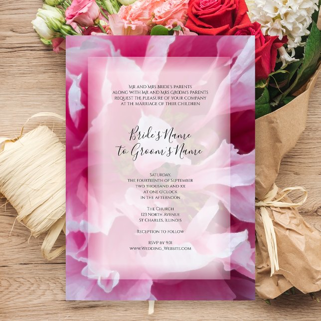 Faire-part de mariage à fleurs rose (Créateur téléchargé)