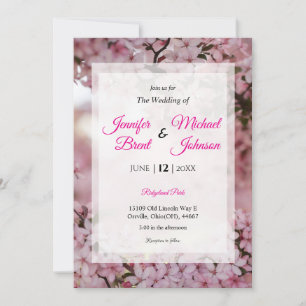Faire-part de mariage à fleurs roses