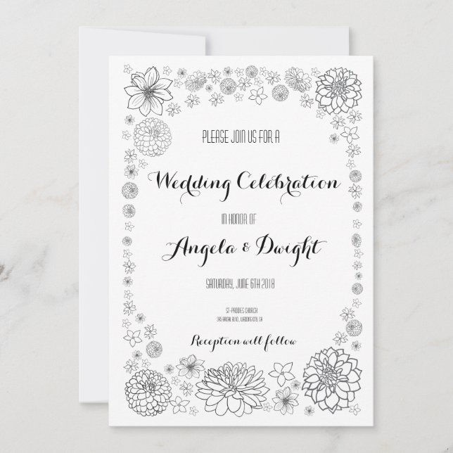 Faire-part de mariage à fleurs rustiques (Devant)