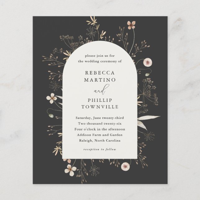 Faire-part de mariage à fleurs sauvages avec arche (Devant)