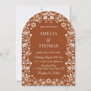 Faire-part de mariage à fleurs sauvages beige terr