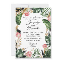 Faire-part de mariage à fleurs tropicales personna