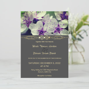 Faire-part de mariage à fleurs violettes