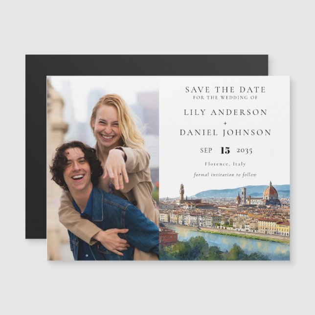 Faire-part de mariage à Florence avec photo (Devant / Derrière)