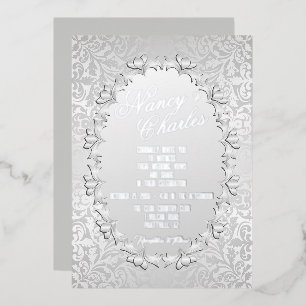 Faire-part de mariage à huile d'argent frileuse et