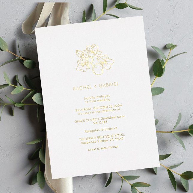 Faire-part de mariage à huile de monogramme floral (Créateur téléchargé)