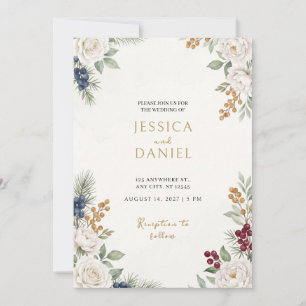 Faire-part de mariage à la baie de genévrier Rose