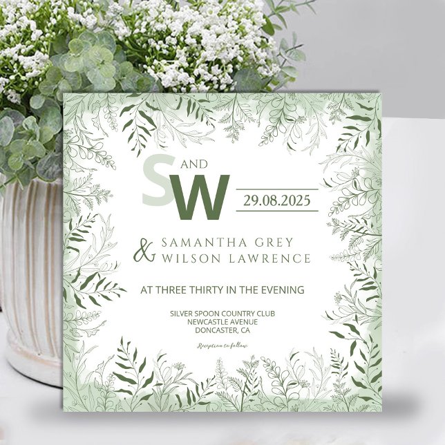Faire-part de mariage à la botanique moderne et ve (Créateur téléchargé)