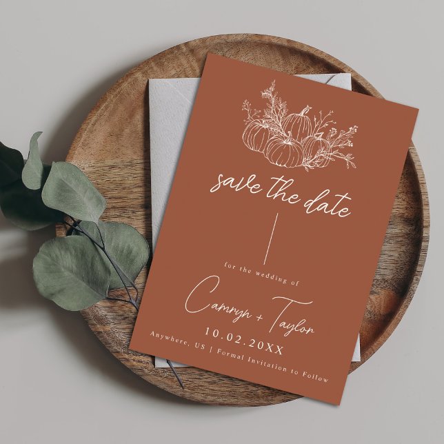 Faire-part de mariage à la citrouille en terre cui (Créateur téléchargé)