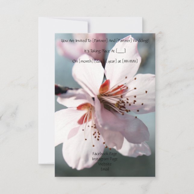 Faire-part de mariage à la fleur de cerisier en fl (Devant)