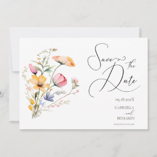 Faire-part de mariage à la gouache Fleur sauvage d
